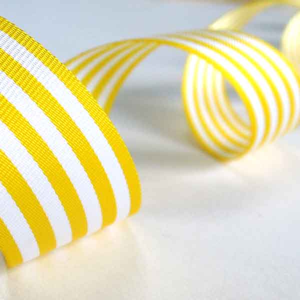 Striped Ribbon Yellow Berisfords 9mm 16mm - 25mm