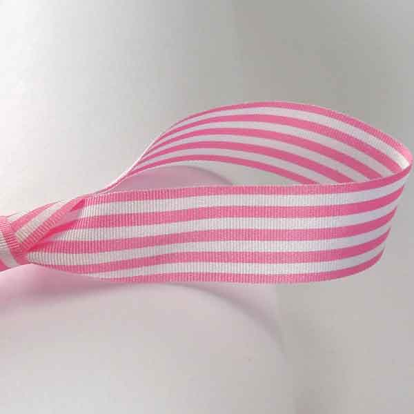 Striped Ribbon Pale Pink Berisfords 16mm - 25mm