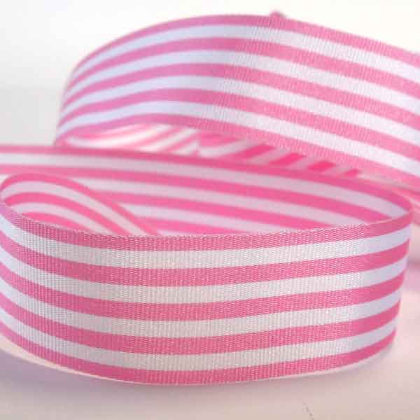 Striped Ribbon - Pale Pink - Berisfords - 25mm