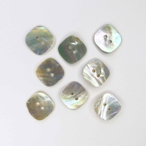 17mm Square Natural Shell 2 Hole Buttons - Pack of 8