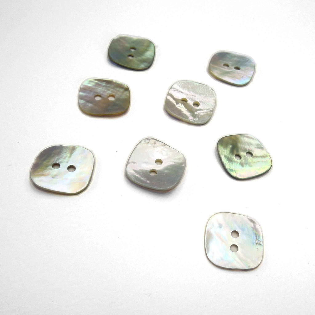 Button Shaped Shell 17mm Square Natural Shell Buttons - 2 Hole Buttons - Pack of 8 – Fabric ...