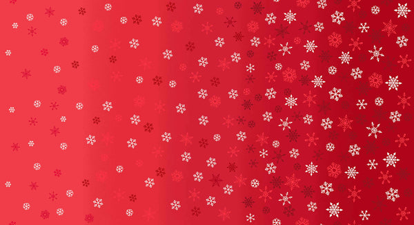 Red Snowflake Ombre Double Border Cotton Fabric Makower 2248/R4 - Christmas 21 Scandi