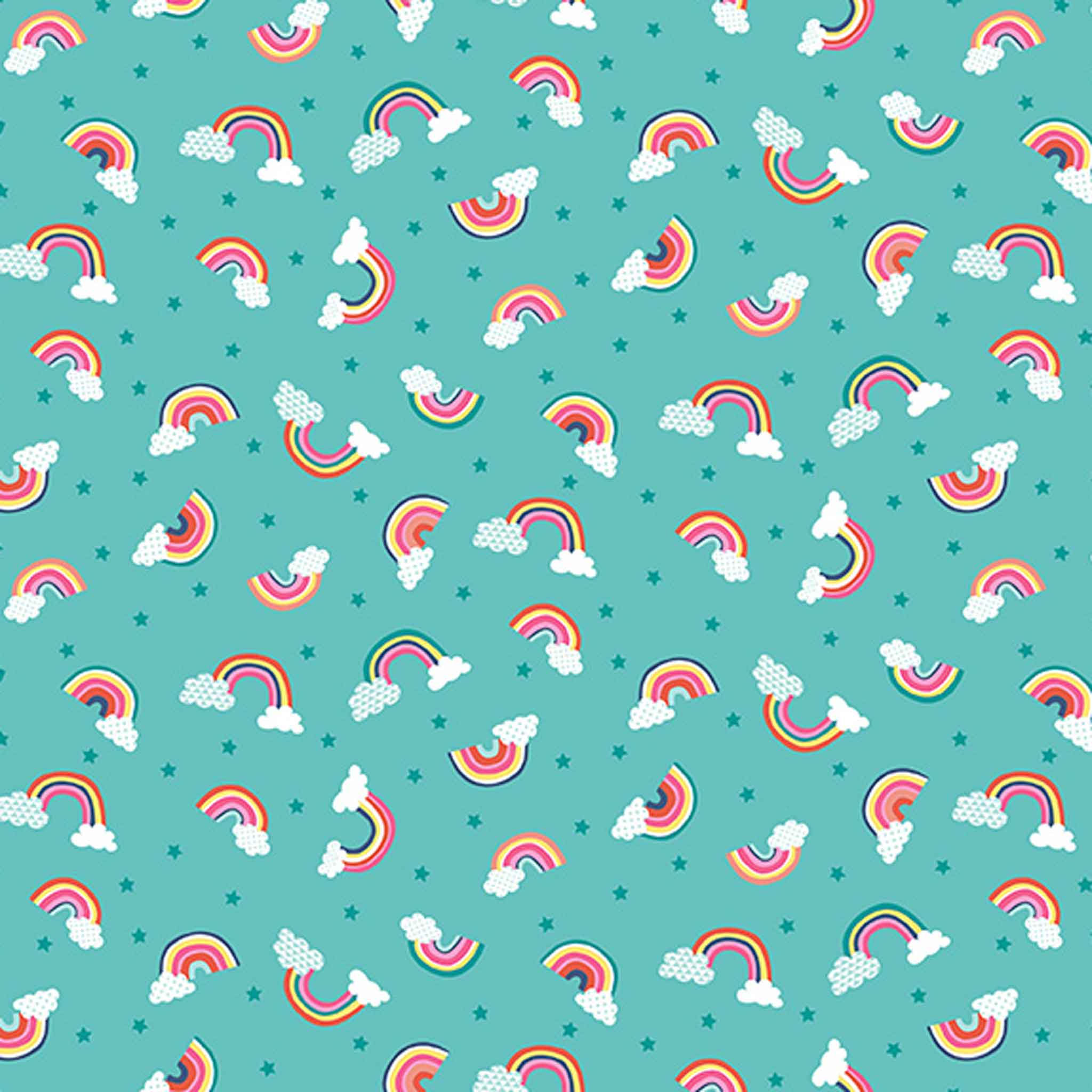 Turquoise Rainbows Cotton Fabric by Makower 2278/T Daydream Collection
