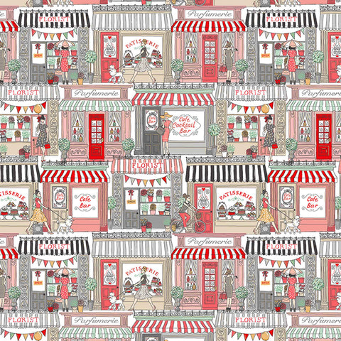 Shop Fronts Cotton Fabric Makower 2309/1 - Pamper Collection