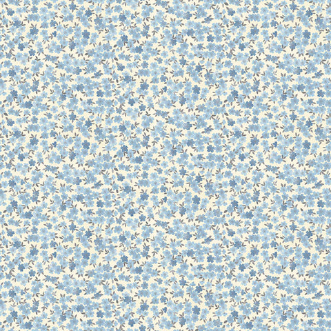 Blossom Cotton Fabric - Blue - Makower 2412/B - Tranquility Collection