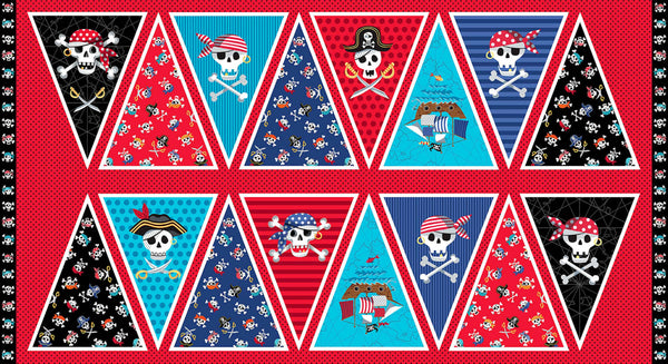 Bunting Cotton Fabric Makower 2435/1 - Pirates Collection