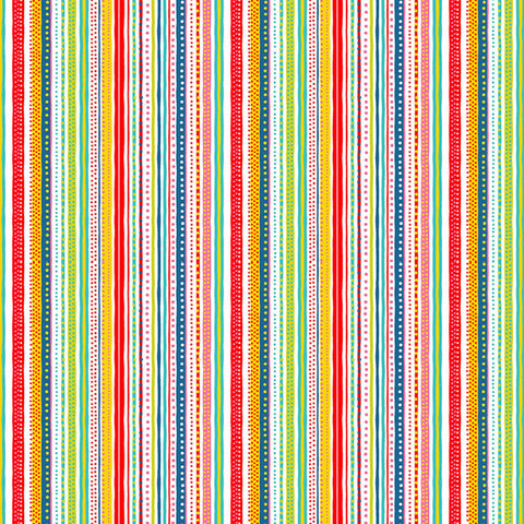 Stripe Cotton Fabric Makower 2445/R - Pool Party Collection