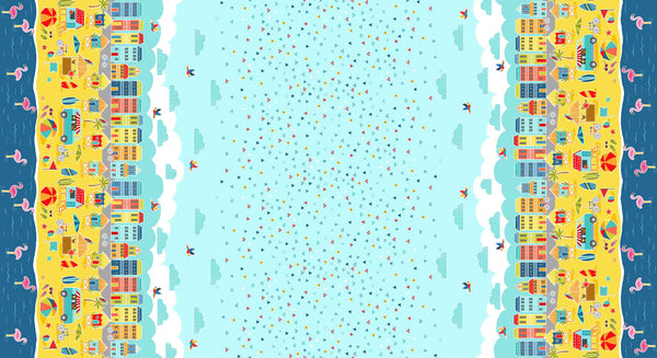 Double Border Cotton Fabric Makower 2446/1 - Pool Party Collection