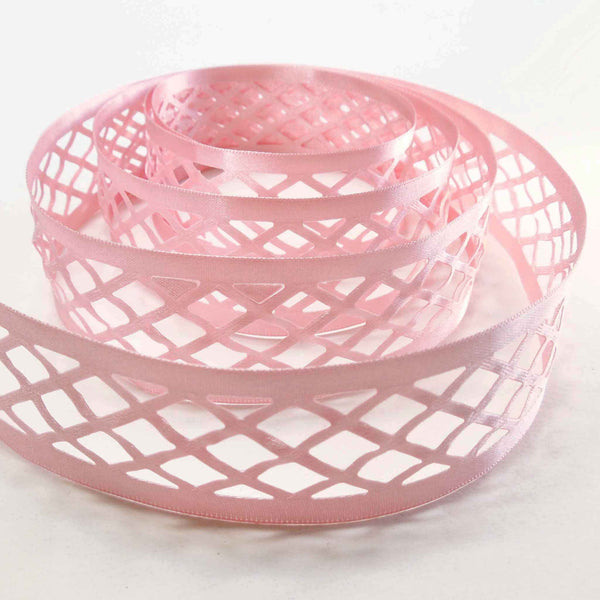 35mm Laser Cut Trellis Ribbon Pink Azalea - Berisfords