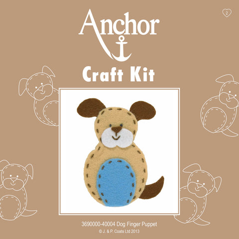 Kid's Dog Finger Puppet Kit, Anchor 1st Craft Kit