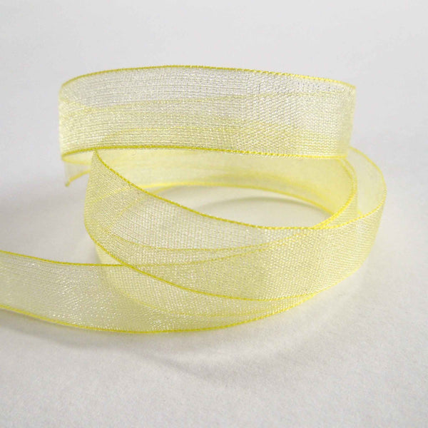 Super Sheer Ribbon Lemon Yellow Berisfords 10mm - 15mm