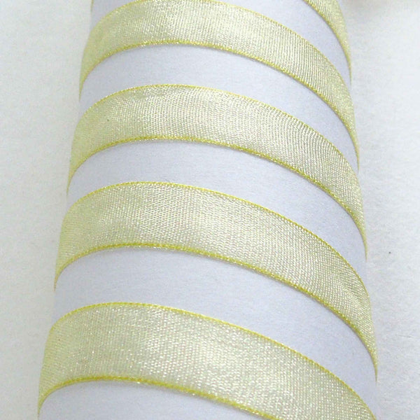 Super Sheer Ribbon Lemon Yellow Berisfords 10mm - 15mm
