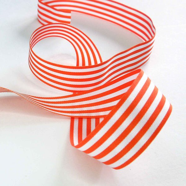 Striped Ribbon Orange Berisfords - 16mm