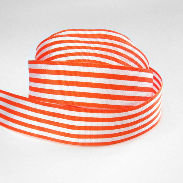 Striped Ribbon Orange Berisfords - 16mm