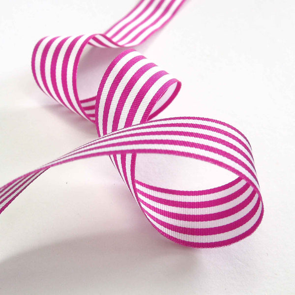 Striped Ribbon Fuchsia Berisfords - 16mm