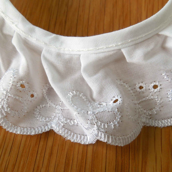 45mm Frilled Broderie Anglaise Lace White Floral - Trimits