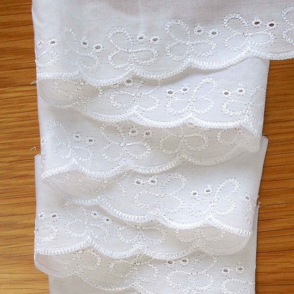 45mm Floral Broderie Anglaise Lace White Flat - Trimits