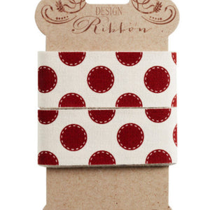 30 mm Tilda Sewn Spot Carmine Red Ribbon, Sweetheart Collection, TD480965