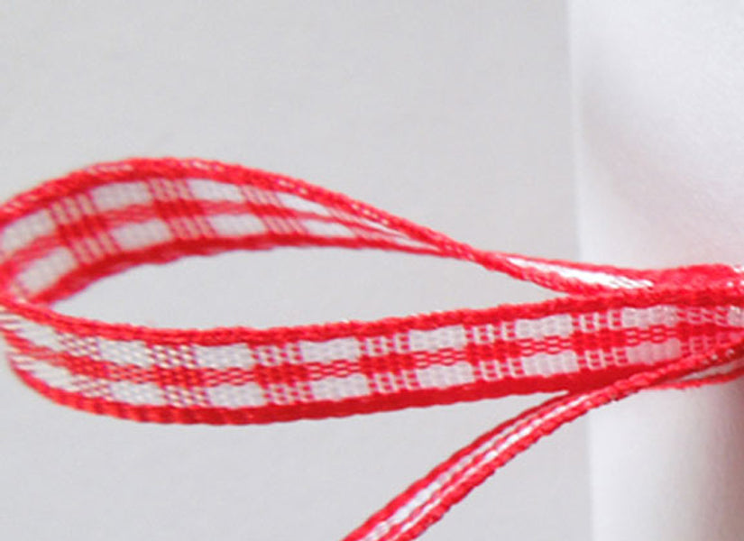 Gingham Ribbon - Red - Berisfords - 5mm - 10m - 15mm - 25mm