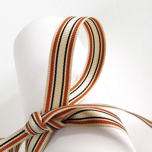 10mm Deckchair Stripe Ribbon Copper - Berisfords