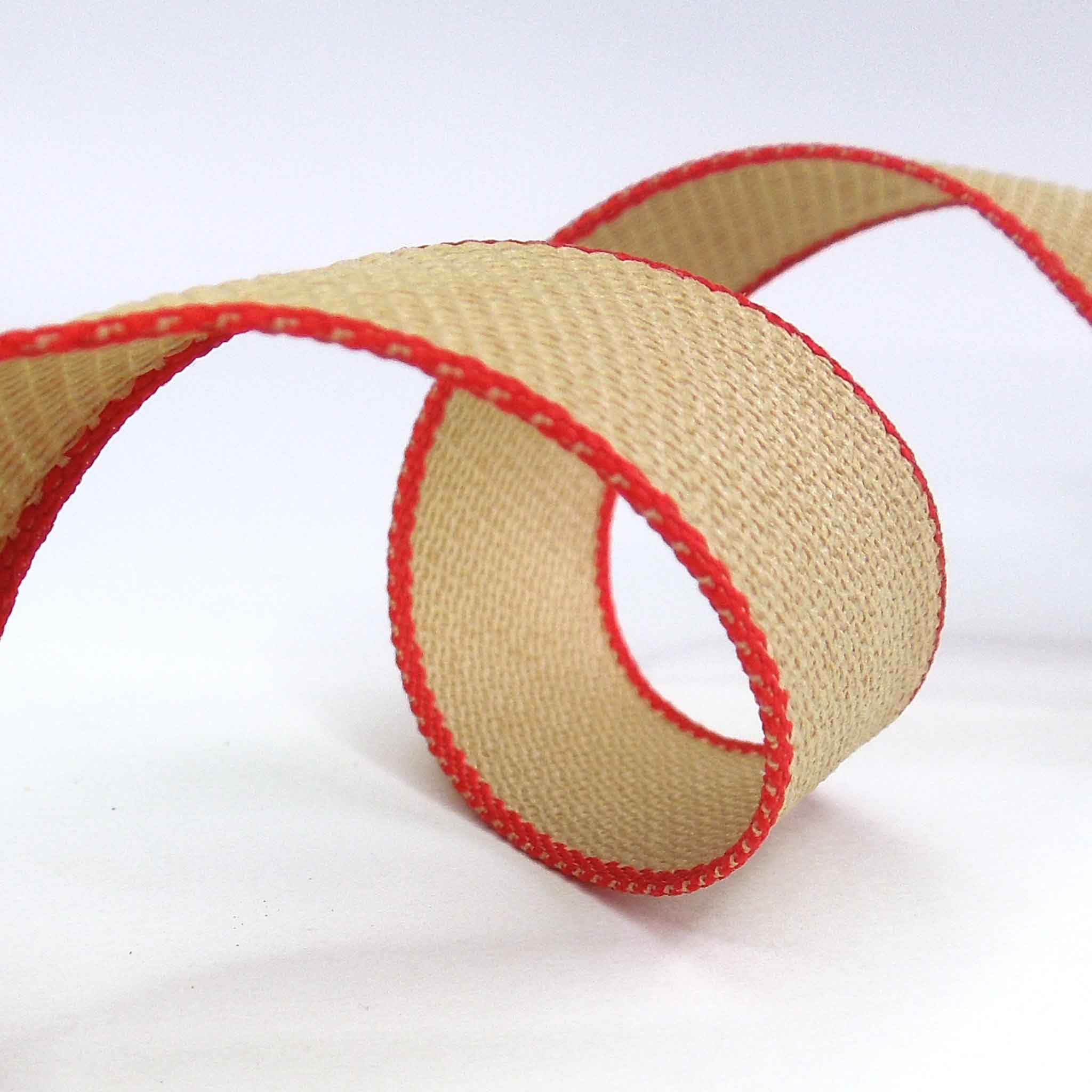 Hopsack Ribbon Red by Berisfords 15 mm, 25 mm width