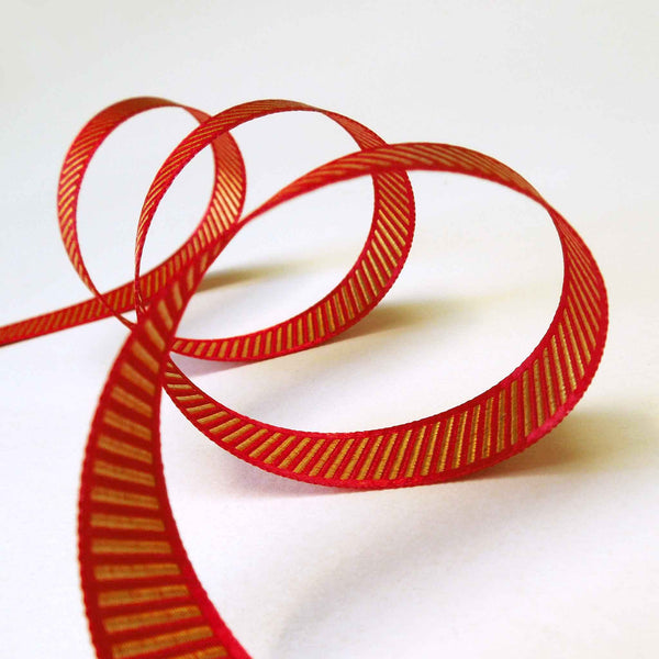 Shine Metallic Grosgrain Ribbon Red Berisfords 15mm - 25mm