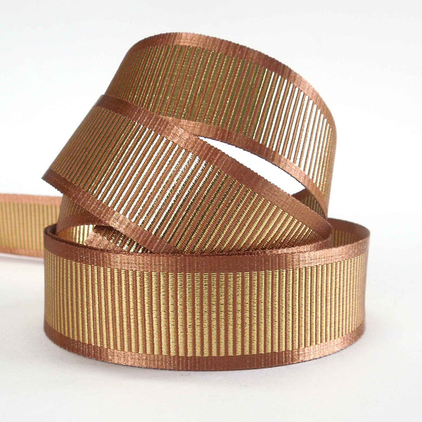 Shine Metallic Grosgrain Ribbon Copper Berisfords 15mm - 25mm