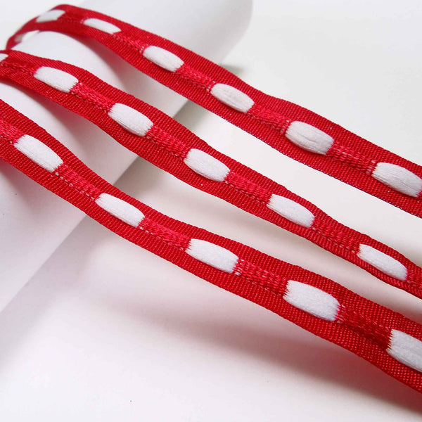 10mm Bobble Ribbon Red/White - Berisfords
