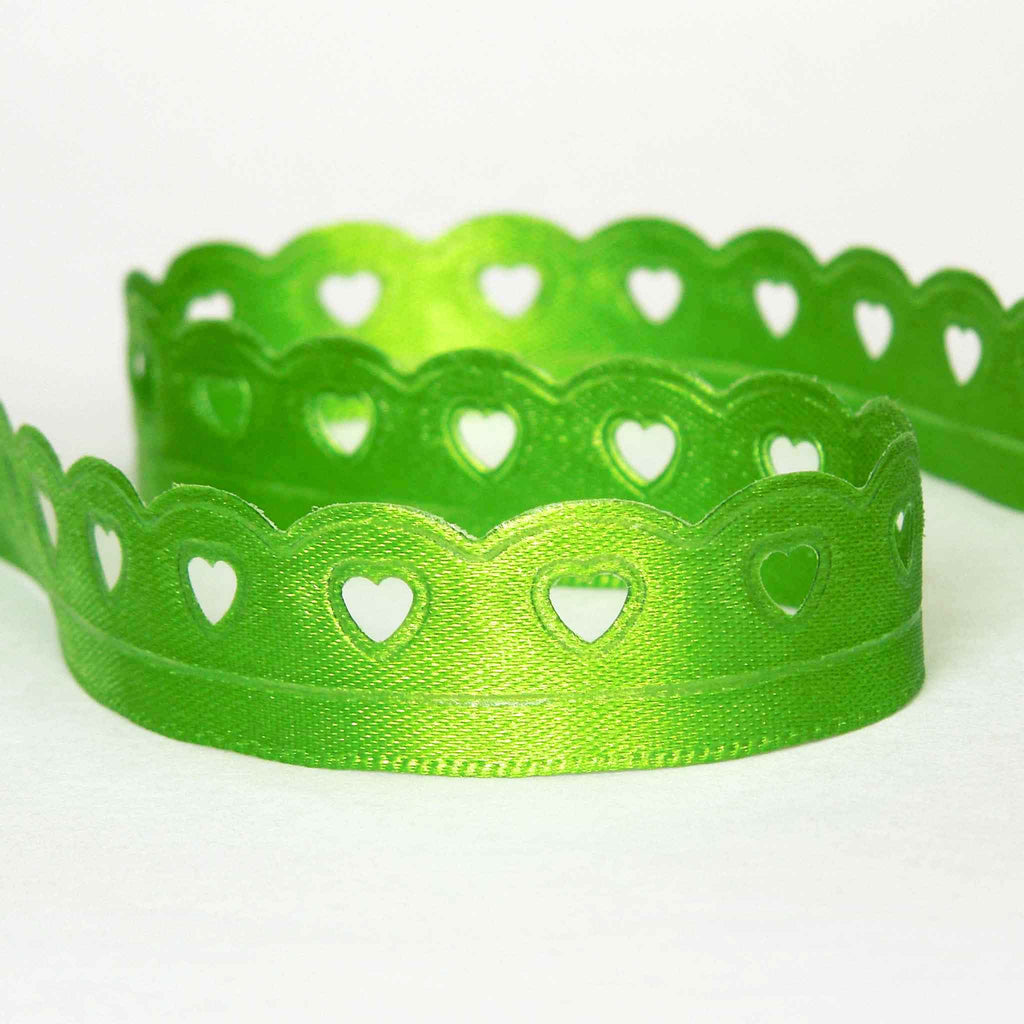 Heart Cut Out Ribbon Lace Heart Cut Out Ribbon - Meadow Green - Berisfords - 12mm - 22mm ...