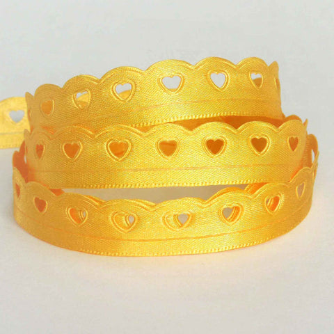 Lace Heart Cut Out Ribbon - Yellow - Berisfords - 12mm