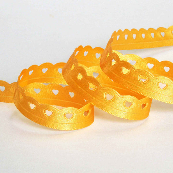Lace Heart Cut Out Ribbon Yellow Berisfords - 12mm