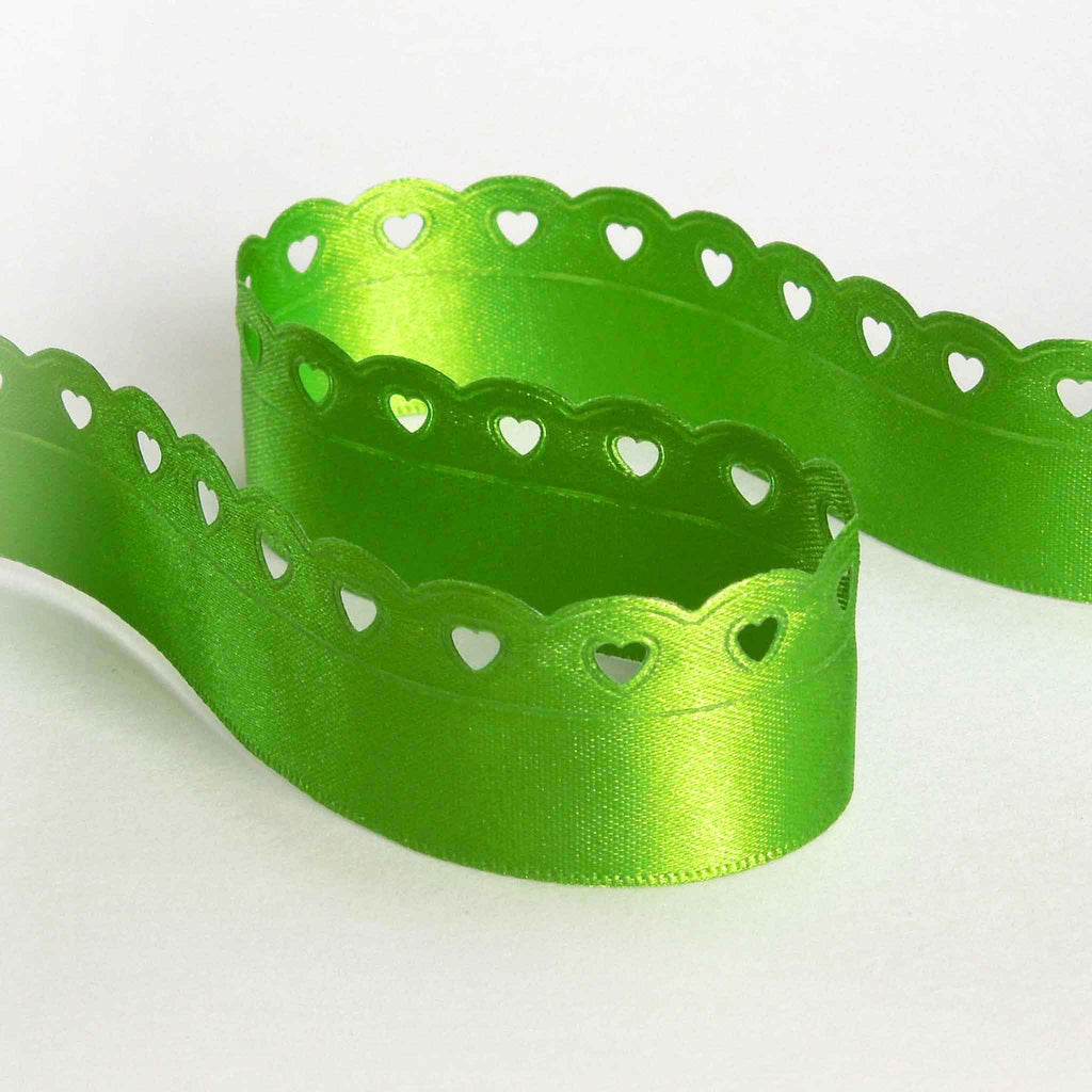 Heart Cut Out Ribbon Lace Heart Cut Out Ribbon - Meadow Green - Berisfords - 12mm - 22mm ...