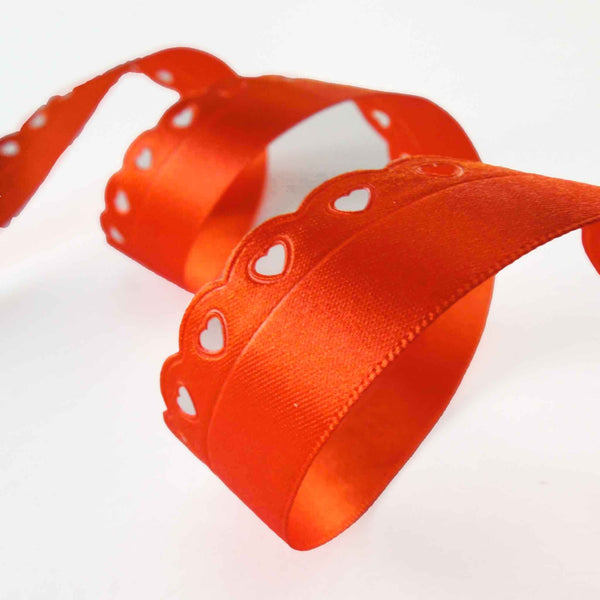 Lace Heart Cut Out Ribbon - Orange - Berisfords - 22mm