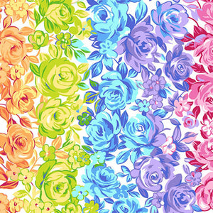 Roses White Cotton Fabric Andover Fabrics 2/9899 L - Rainbow Garden