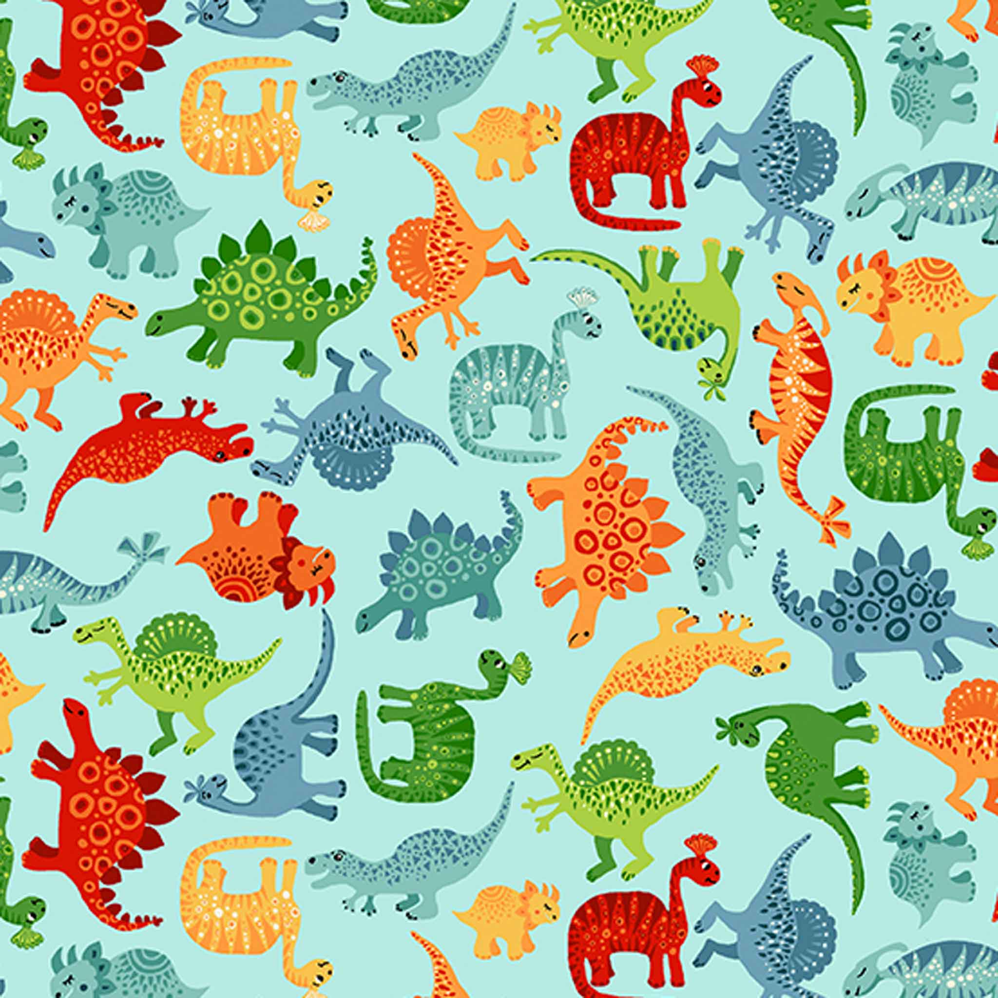 Scatter Cotton Fabric Blue Makower 2537/B - Dino Friends Collection