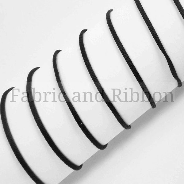 2mm Rattail Cord Black Rope Ribbon - Berisfords