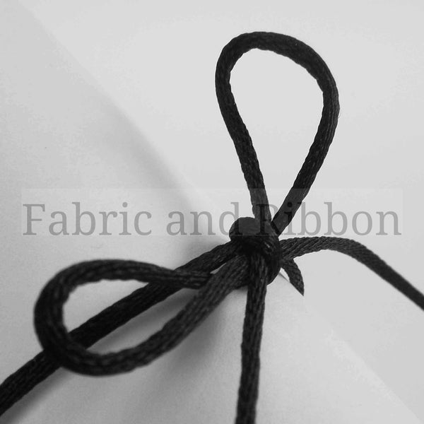 2mm Rattail Cord Black Rope Ribbon - Berisfords