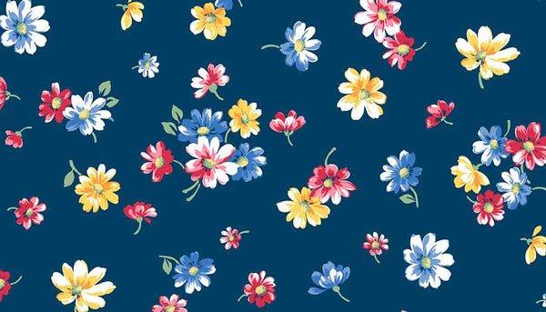 Blue Falling Blossoms Cotton Flower Fabric Andover Fabrics 9361/B - Strawberry Jam