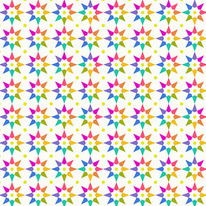 Rainbow Star on Cream Cotton Fabric Andover Fabrics 9703/L - Alison Glass Art Theory