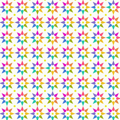 Rainbow Star on Cream Cotton Fabric Andover Fabrics 9703/L - Alison Glass Art Theory