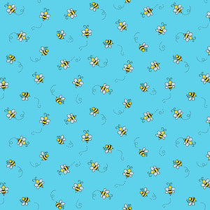 Turquoise Cotton Fabric Andover Fabrics 9715/T - Bumble Bee