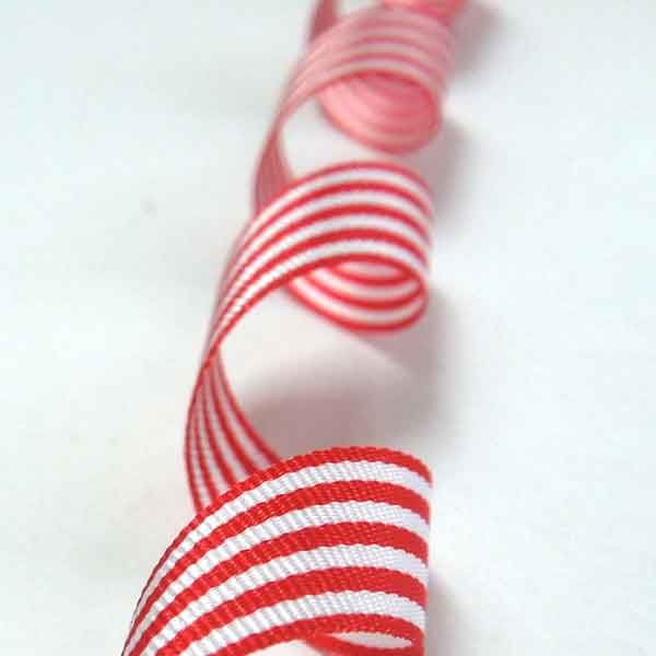 Striped Ribbon Red Berisfords 9mm 16mm - 25mm