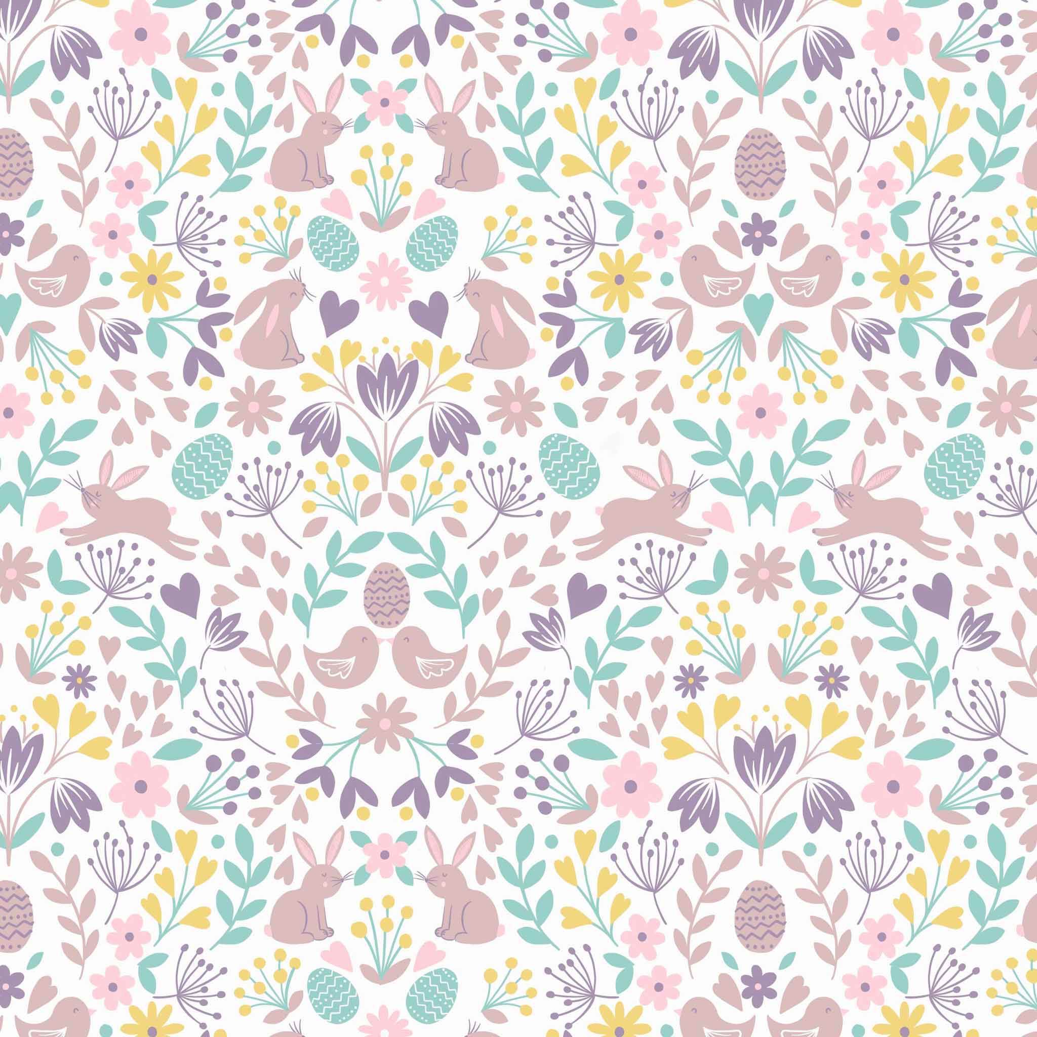 Mirrored Bunny Chicks on Cream Cotton Fabric Lewis and Irene A591.1 - Spring Treats