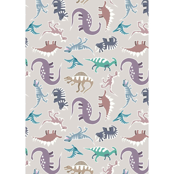 Dino Glow - Lewis and Irene - Dinosaurs on Warm Grey A675.1 - Glow in the Dark