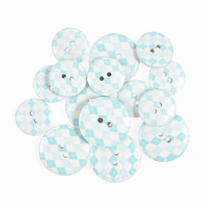 S&W Wooden Craft Buttons Blue Diamond 18mm and 25mm - Pack of 15