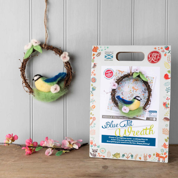 Spring Blue Tit Wreath Needle Felting - The Crafty Kit Company