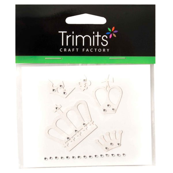 Crown Gems White Craft Embellishments C2337WH - Pack of 5