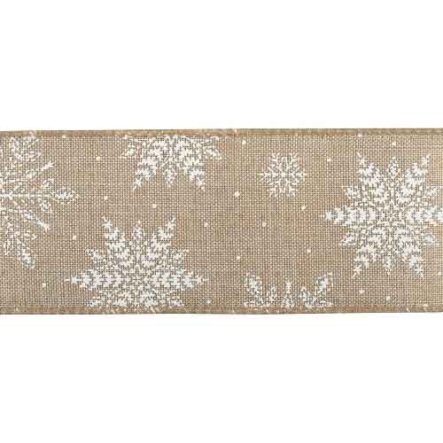 63mm White Christmas Snowflakes - Wired Ribbon