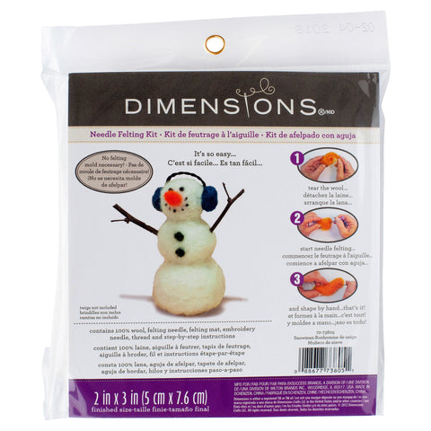 Needle Felting Kit Christmas Snowman - Dimensions 72-73805