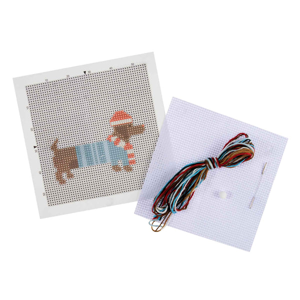 Mini Counted Cross Stitch Kit Festive Dachshund Christmas - Trimits GCS35